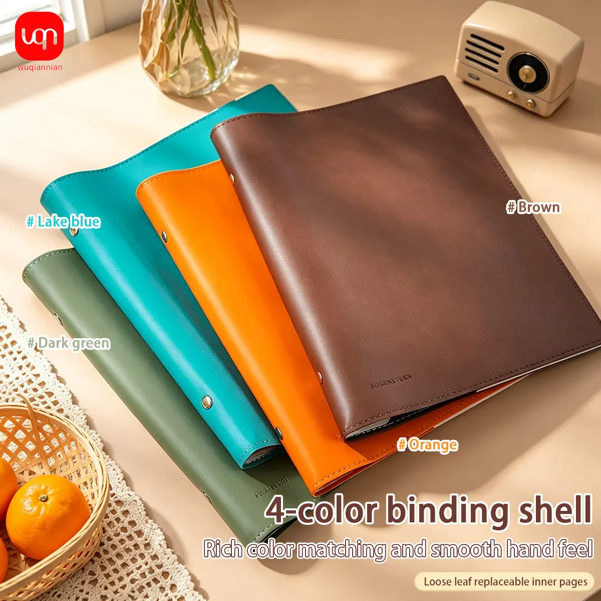 PU Leather Loose‑Leaf Notebook Cover A5 Refillable Binder Journal Shell Waterproof Soft Leather Planner Cover for Office  Note T