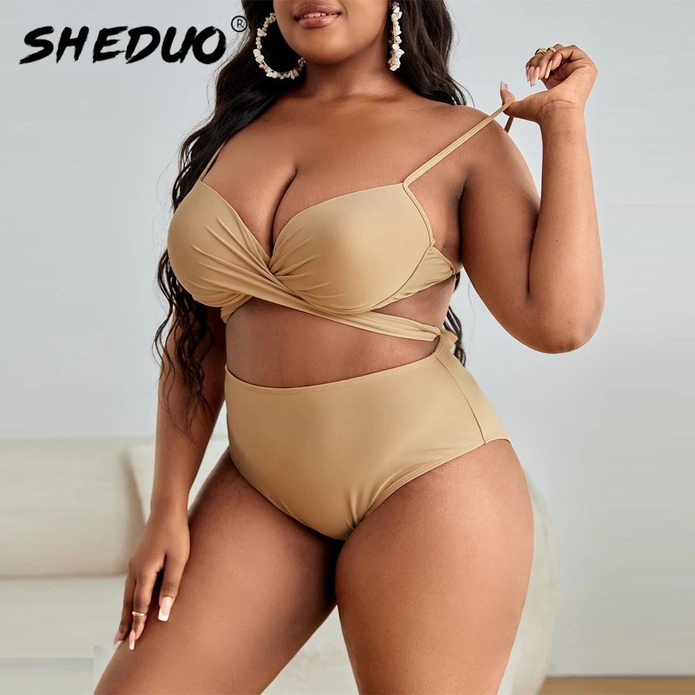 2023 New Plus Size Swimwear for Women Swimsuit Large Bathing Suits Two-piece High Waist Push Up Bikini Set Sexy Separate Stylish