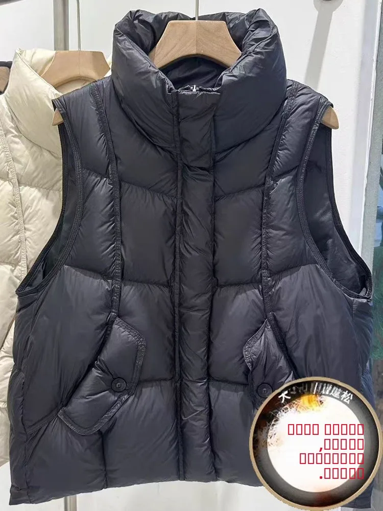 

Women's down Vest 2025 New Autumn Winter Loose Faionable Goose down Warm oulder Pad Vest Outerwear Zipper Closure Polyest...