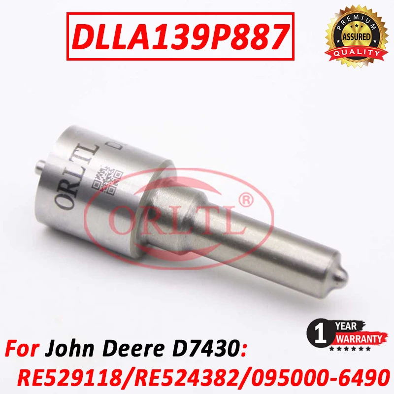 DLLA139P887 Diesel Fuel Injector Parts 095000-6490 Repair Kits Nozzle RE529118 For John Deere D7430 Engine 6068HL482 RE524382