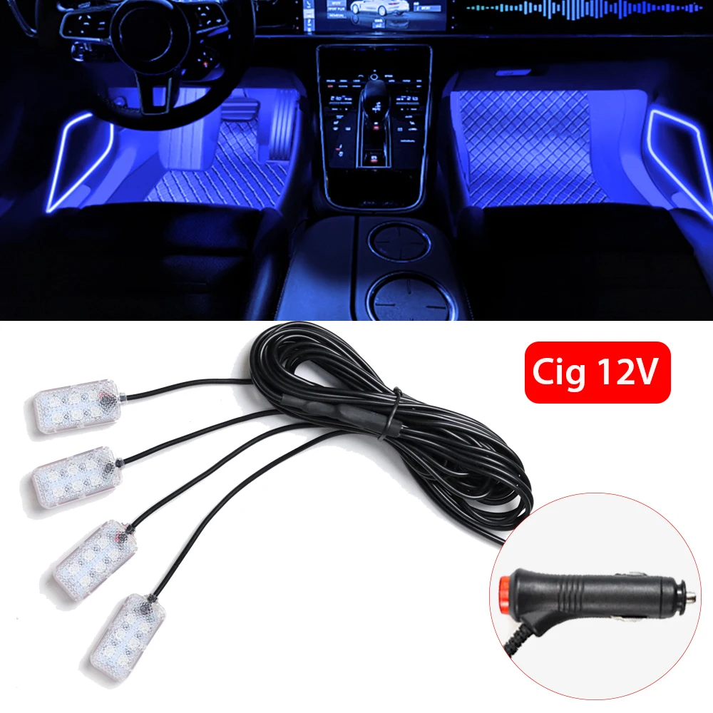 LED Auto Innen Umgebungs Fuß Streifen Licht Kit Zubehör Hintergrundbeleuchtung Auto Innen Umgebungs Lampen mit LED Rosa Licht