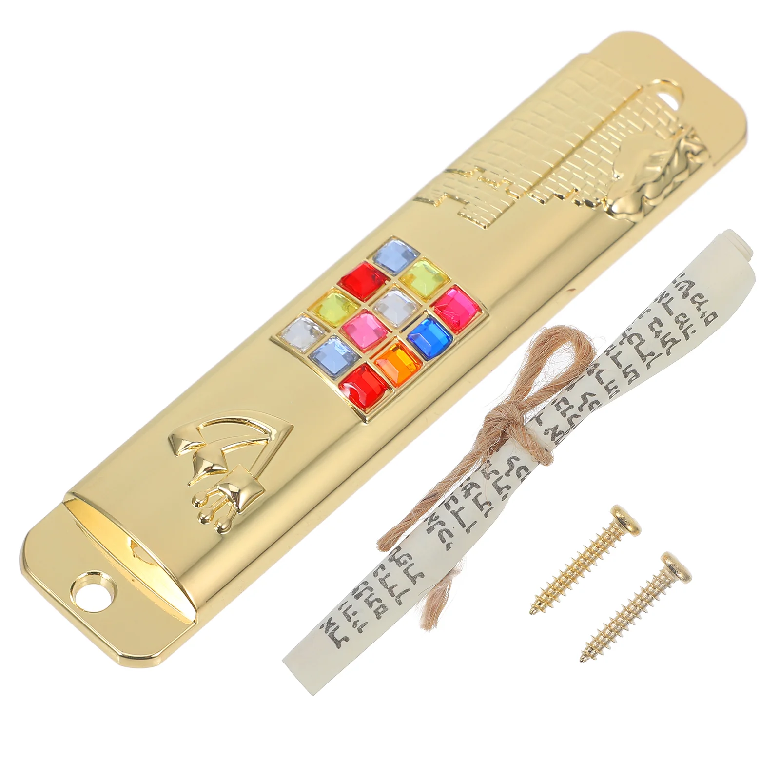 

2 Sets Goal Post Mezuzah for Door Religious Retro Decor Geometry Kosher Scroll Metal Mezuzahs with inside Zinc Alloy Adorn