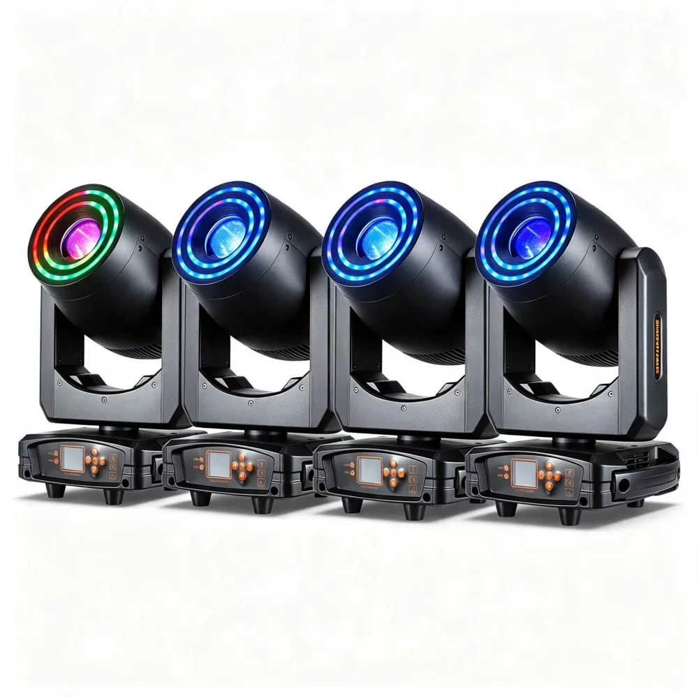 2/4 Stück 250W 3-in-1 BSW LED Moving Head Beam Lichteffektgerät mit Doppelprismen-Effekt, unterstützt DMX-Steuerung, geeignet für Diskotheken.