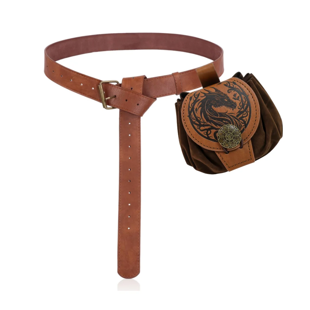 2 Peças/1 Peça Cinto de Couro Medieval para Cosplay com Bolsa de Cintura para Moedas de Cobre, Cinto Renascentista Steampunk para Fantasia, Conjunto de Cinto para Halloween e Role Playing
