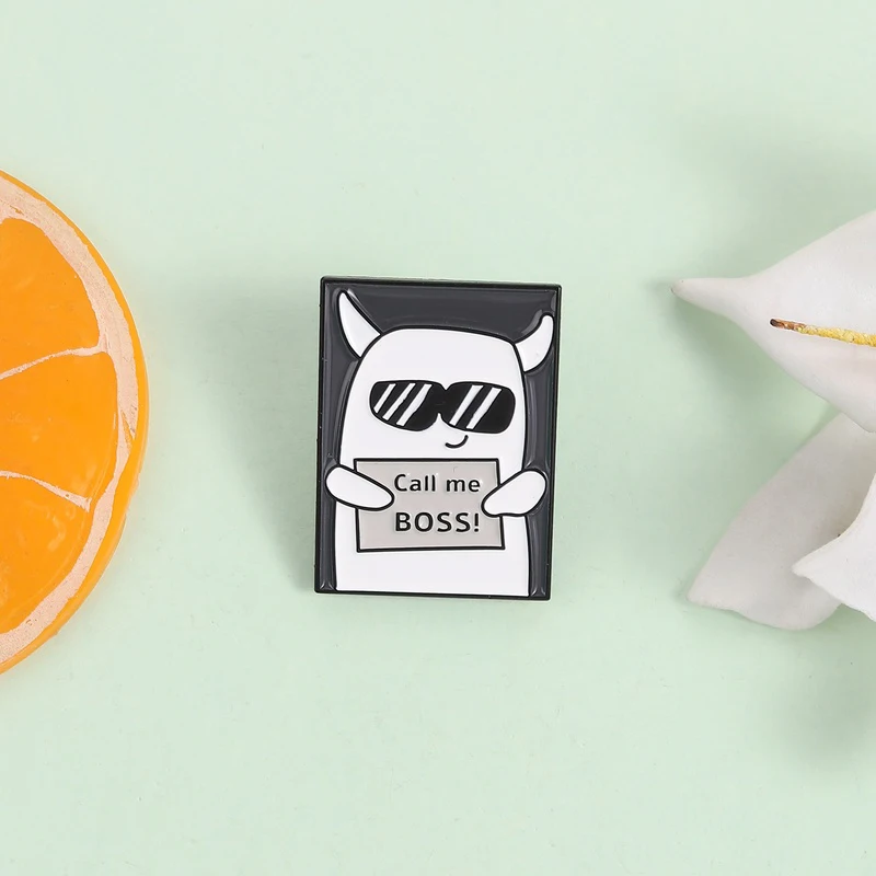 

Call Me BOSS Enamel Pins Funny Monster Domineering Quotes Brooches Cool Boss Lapel Badges Gift For Friends