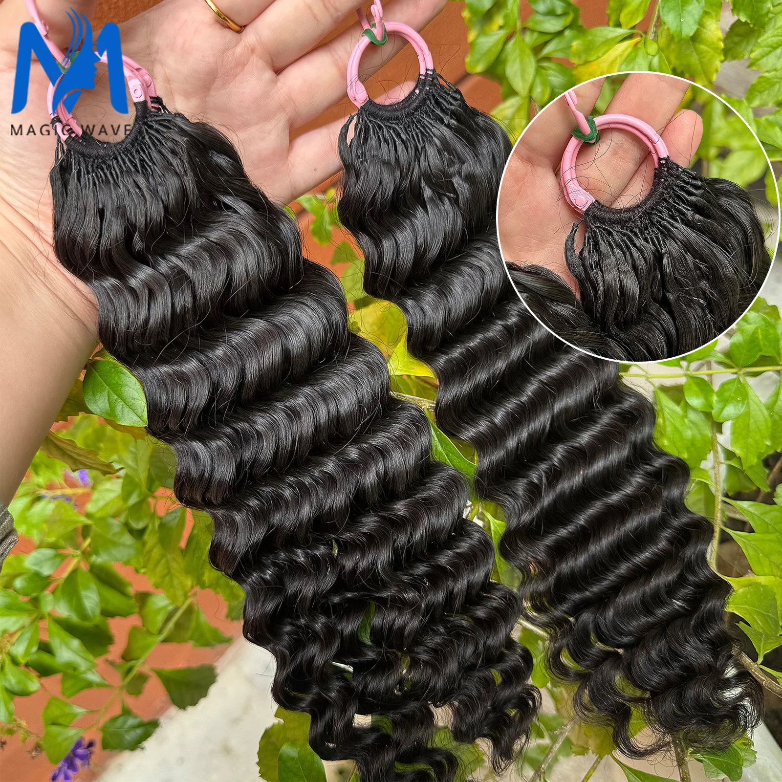 موجة عميقة الكروشيه شعر مستعار بشري غريب مجعد الكروشيه الشعر البشري Knotless قبل فصل الكروشيه ريشة وصلات شعر #1