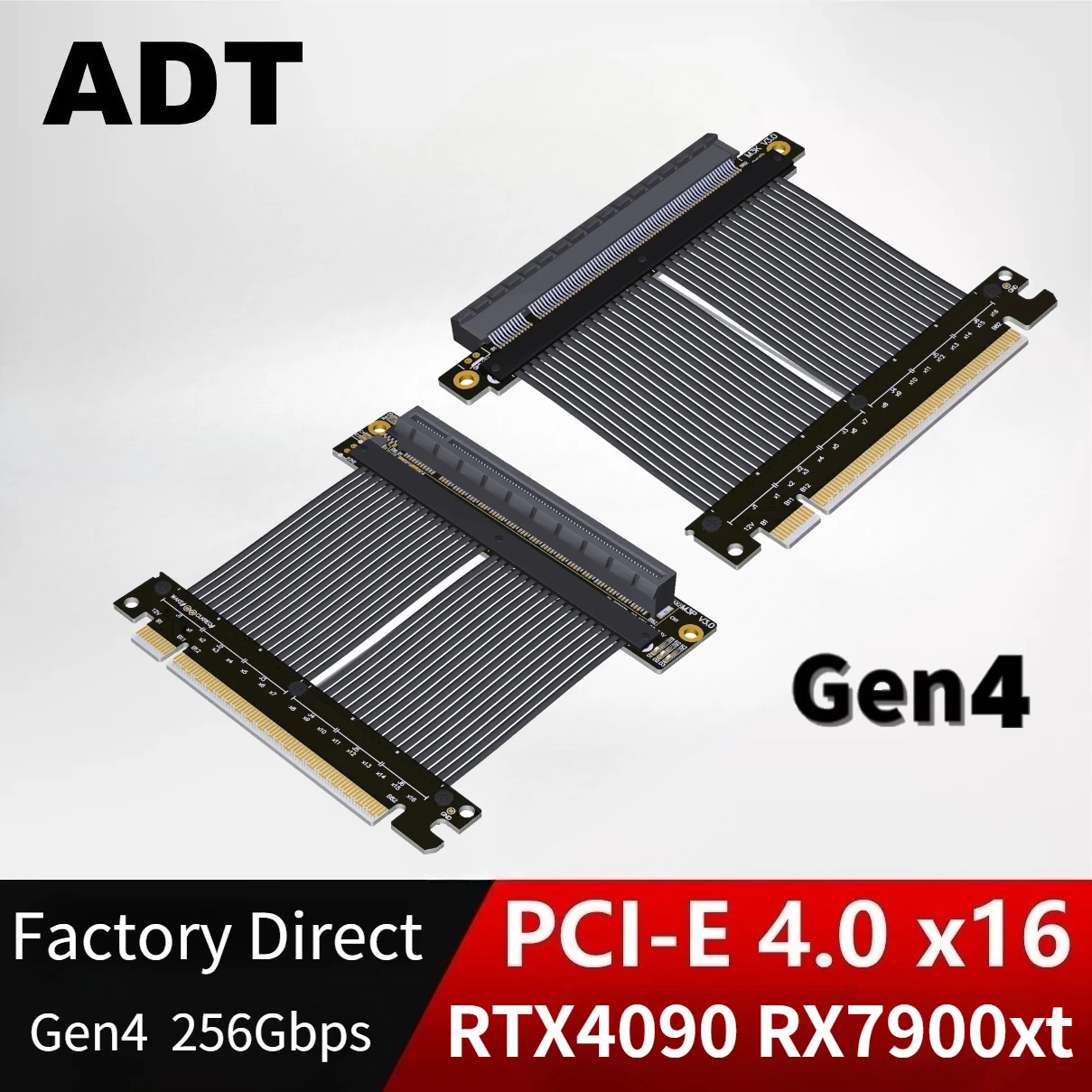 Upgraded Reverse Right Angle PCIE 4.0 X16 Riser Cable 90° 180° Video Graphics Card Extension GPU Cord For RTX4090 RX7900xt Cable