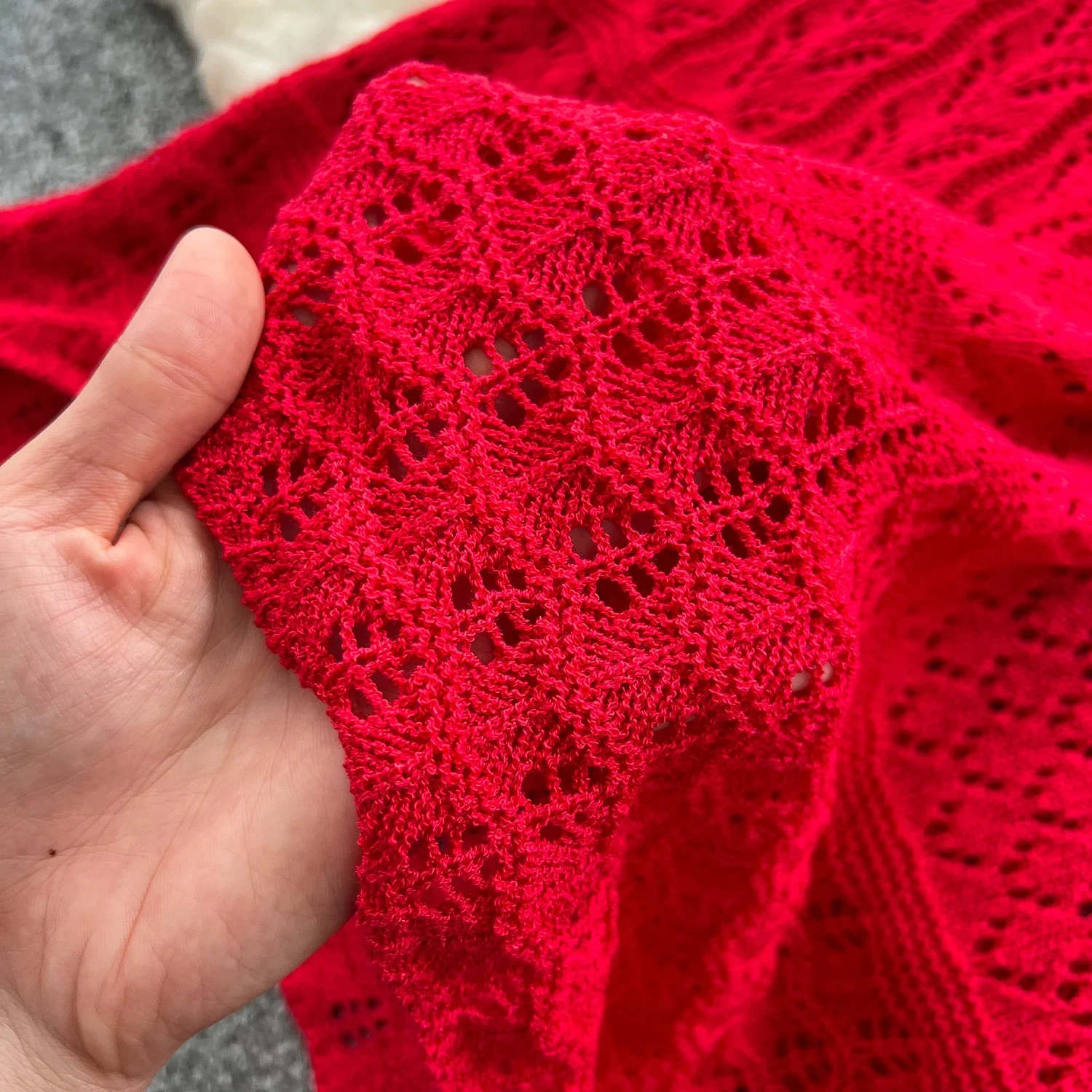 Chic vintage scollo a V telai in maglia scava fuori Elegante fata moda coreana Boho vestito estivo autunno abbigliamento donna Abito lungo