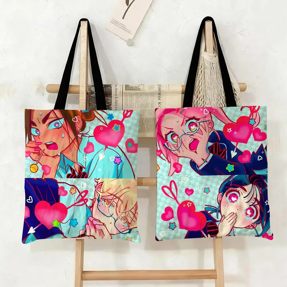 A-ALIEN STAGE Anime Storage Bags Large Eco Friendly Capacity Canvas Shopping Bag Shoulder Handbag Daily Use