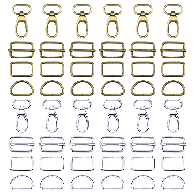 KRABALL 50pcs Hanging Rope Snap Hook Rotary Lobster Clasp Set Belt Key Chain With Sliding Buckle For Leather Strap Making