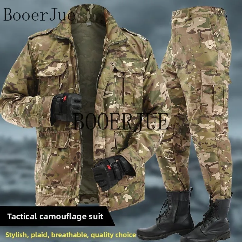 Wear-resistant Overalls Labor Insurance Cloth Hunting Hiking Sports Uniform Men's Tracksuit Outdoor Tactical Suit Black Python