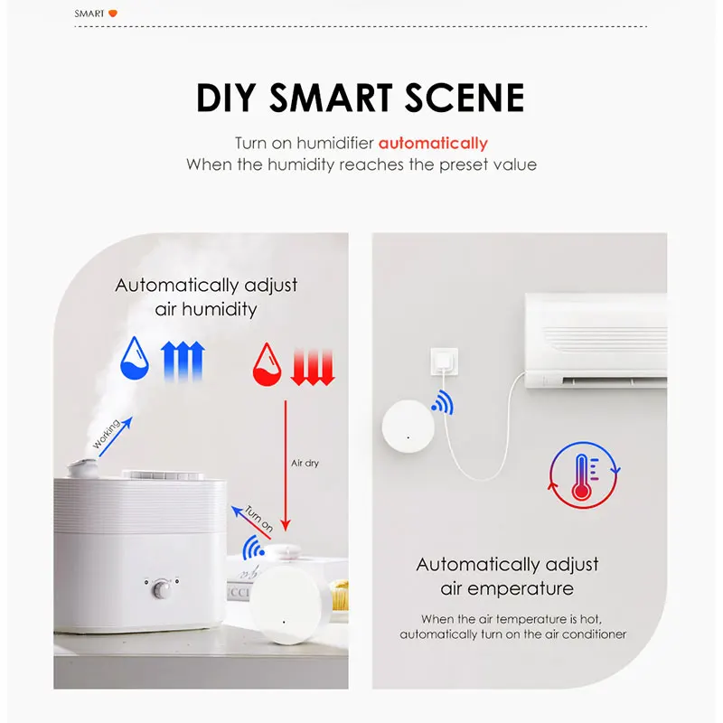 EWeLink ZigBee Smart Temperature And Humidity Sensor Smart Home Security Protection Battery Powered Work With Alexa Google Home