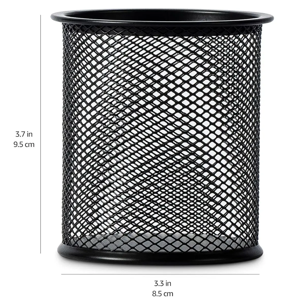 1Pcs Black Pen Holder Cup for Desk, Pencil Cup Holder, Black Wire Mesh Pen Cup for Desk Office Pen Organizer.