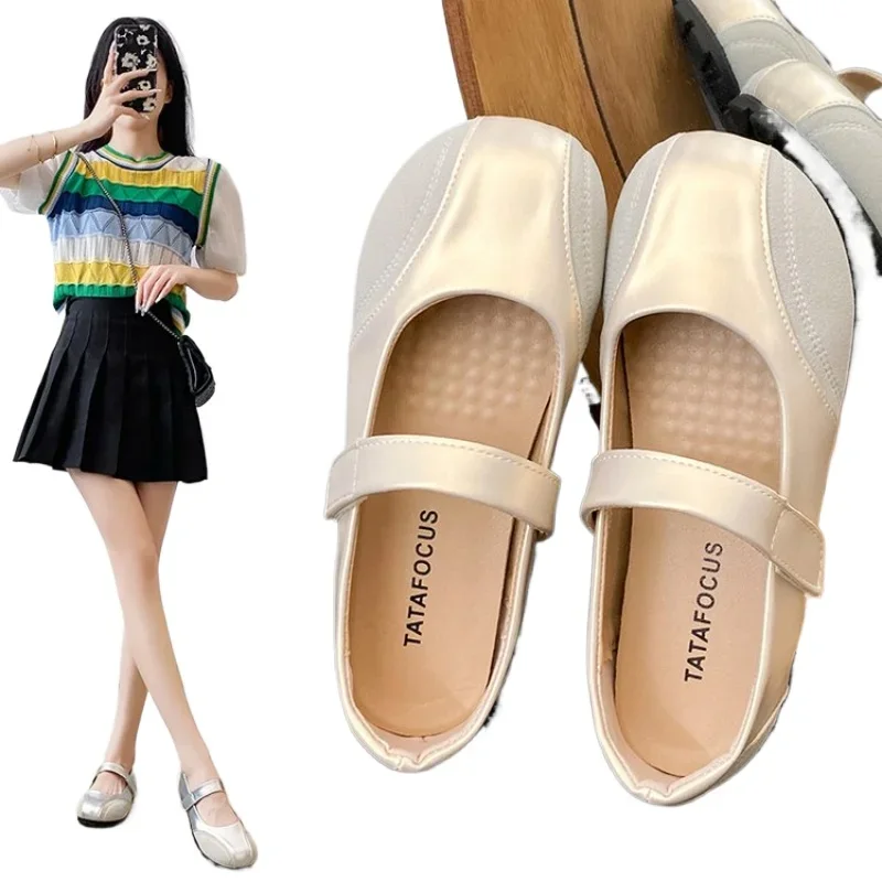 2024 Spring Women's Flat Shoes Korean Style Mary Jane Ladies' Casual Leather Flat Boat Shoes Loafers Work and Party Wear 35-40