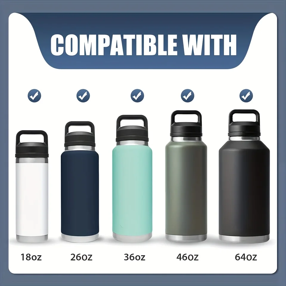 Durable Plastic Sport Cup Replacement Screw Cap - Double Layer Leakproof Design Compatible with 18/26/36/64oz Cups