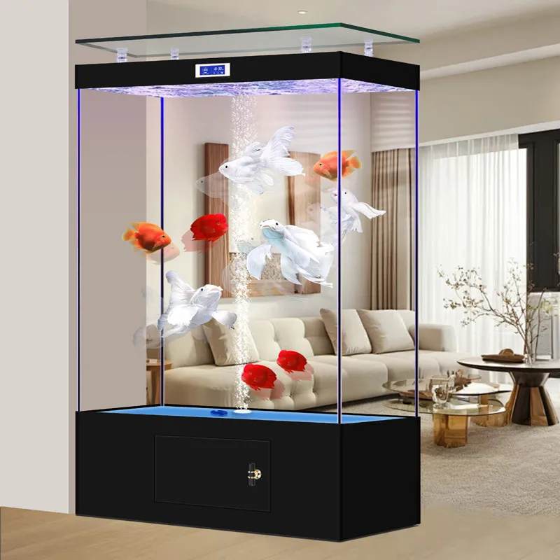 PYH new bottom hidden oxygenated ultra-white glass goldfish tank middle and large upper filter in living room