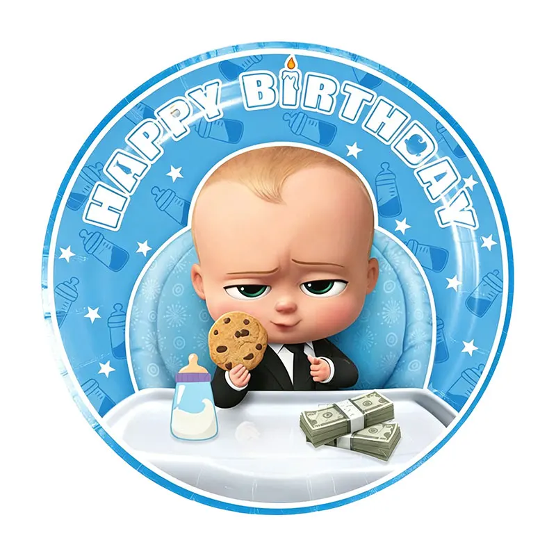 Blaues Little Executive Baby B-BOSSED Duschparty-Dekorationsset mit Einwegteller, Bechern, Servietten, Banner und Ballons für Geburtstagsfeiern – Detail 26
