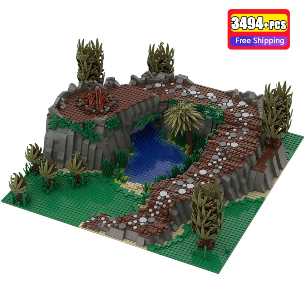 

3494Pcs Building Blocks MOC Medieval Forest Scene Jungle River Valley Waterfall Cave Bricks Set DIY Mountain Model Toy for Adult