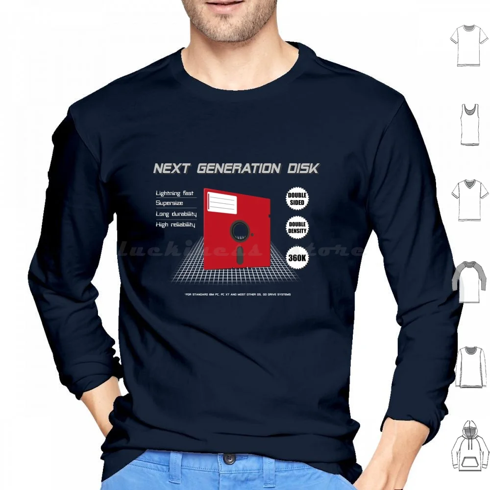 Next Generation Disk Hoodies Long Sleeve Floppy Drive Future Funny Disk Diskette 80s Retro Computers Inches Software