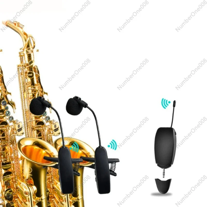 UHF Wireless Instruments Saxophone Microphone Wireless Receiver Transmitter for Trumpets System Clip on Musical Instruments