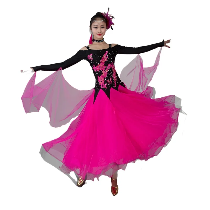 

2025 Newest Woman Ballroom Dance Competition Dress Dance Ballroom Waltz Standard Dance Dress Women Ballroom Dress Md050