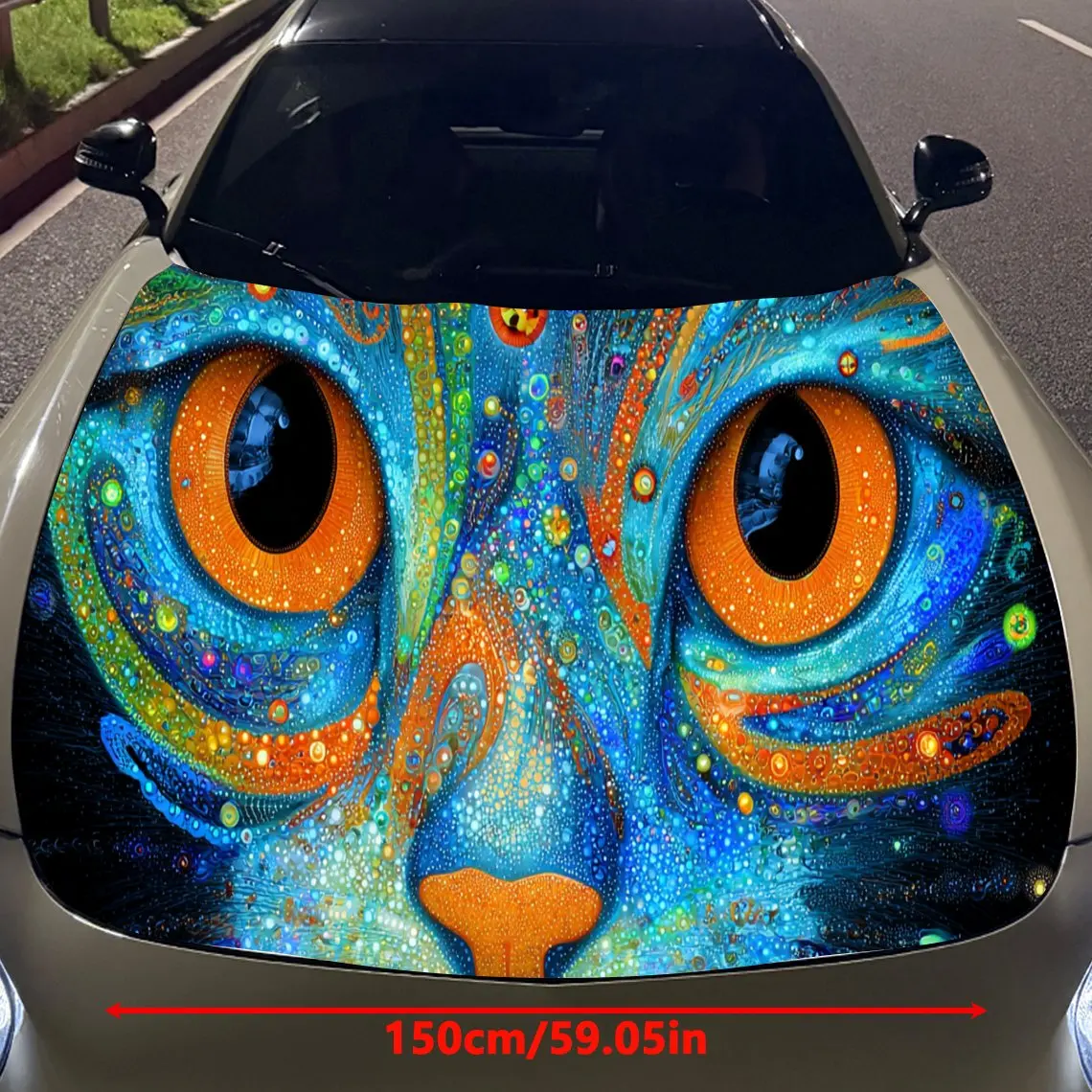 Magical Cat's Eye print,car hood stickers,PVC waterproof Self adhesive car hood sticker,car hood decoration protection stickers,