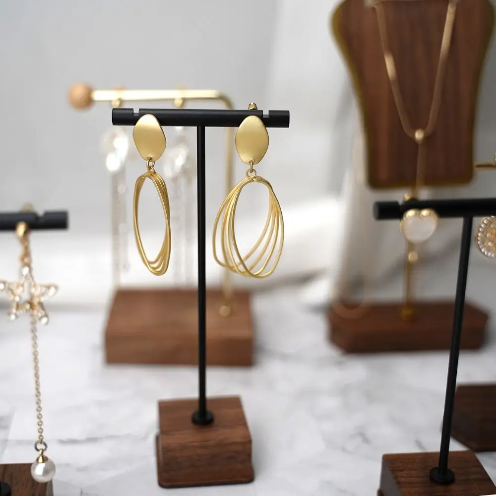 New Copper and Wood Jewelry Display Stand Photography Props Simple Storage Rack Display Holder