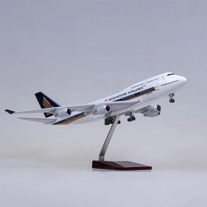 Modèle d'avion de la série Singapour Airbus avec lumières LED, commande tactile ou vocale, décoration ou cadeau, 47cm