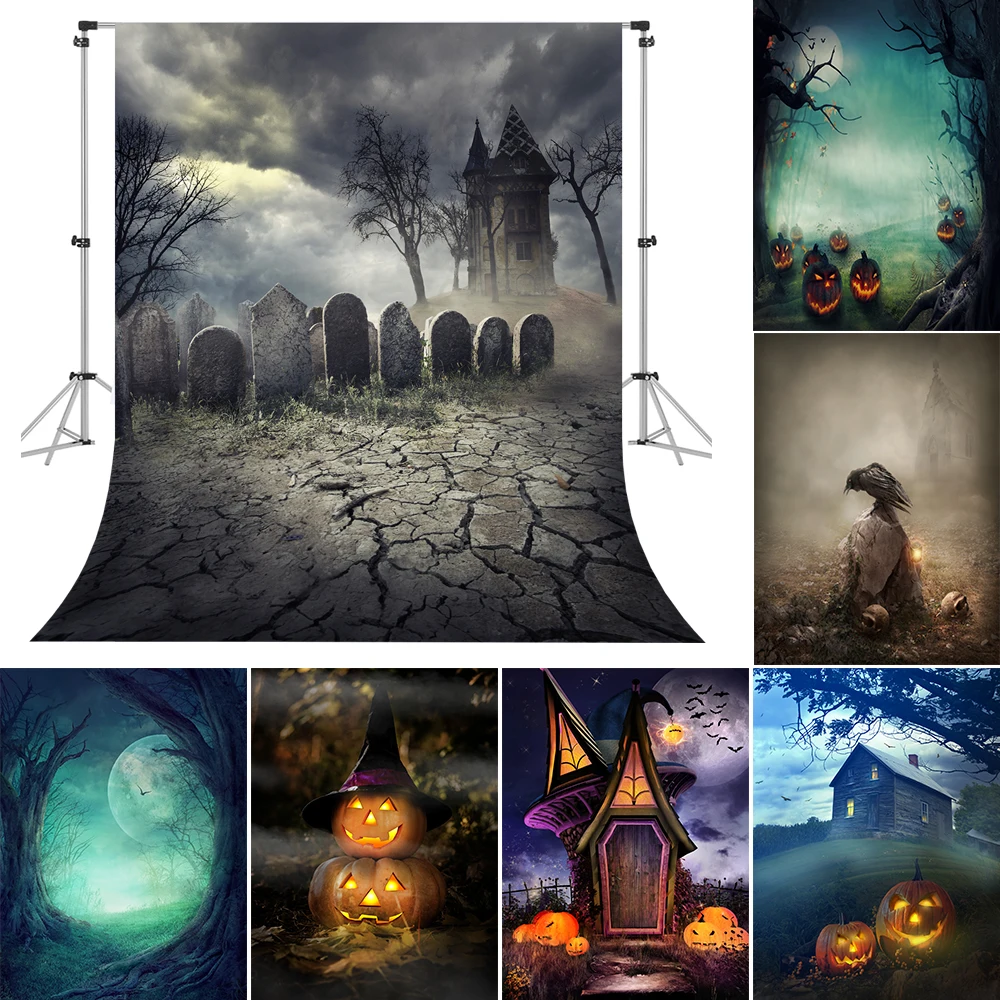 

Bonvvie Halloween Backdrop Grave Pumpkin Lantern Vinyl Photography Background Studio Photo Shooting Photocall Photozone