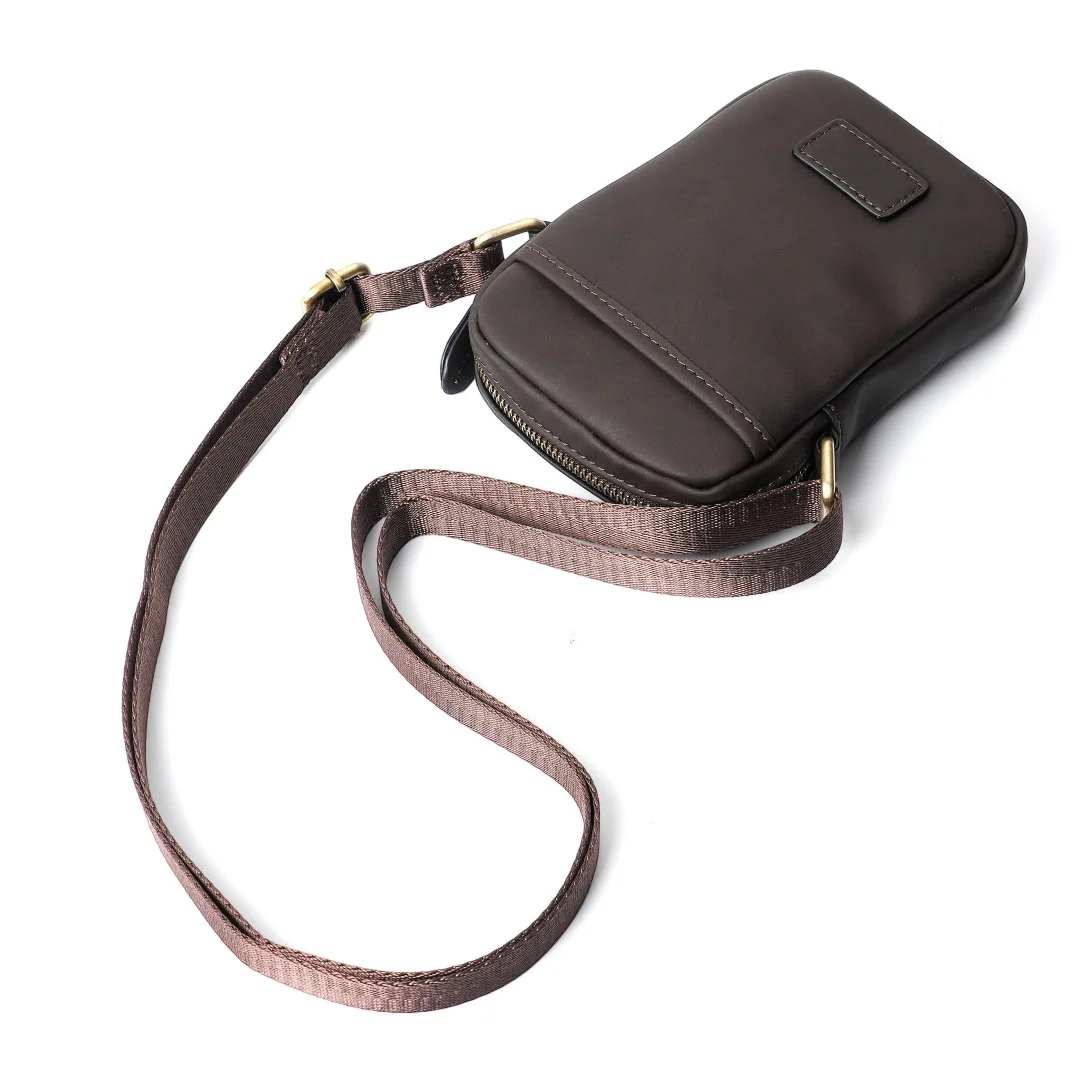 

Trendy Retro Matte Split Leather Crossbody Shoulder Bag Adjustable Strap Men Bag for Casual Outings Phone & Small Items Carry