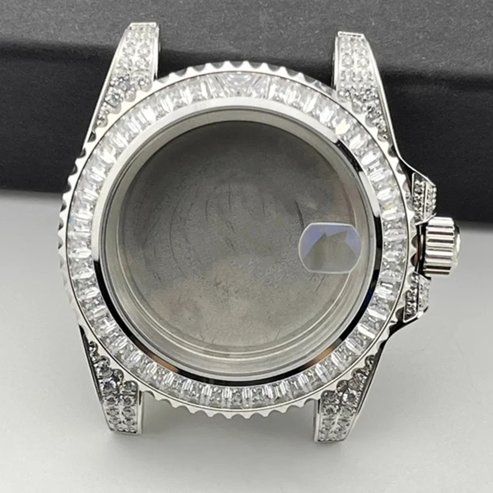 NEW Embedded with Rhinestone 316L Stainless Steel Watch Case 40.5mm Fit for NH35 NH36 NH34 4R35 4R36 6R35 6R36 Movement DIY