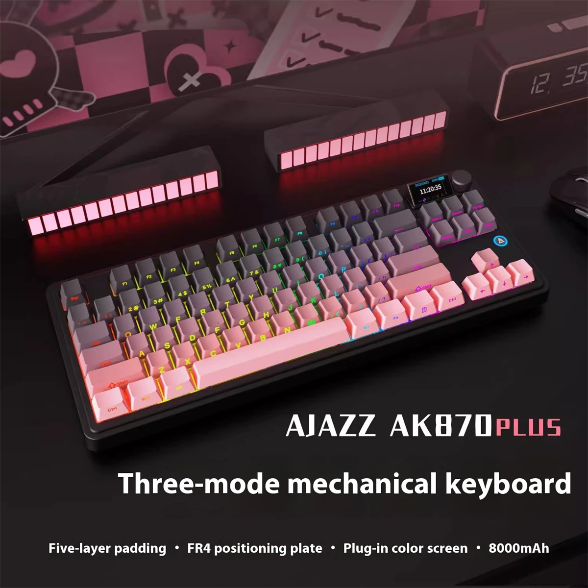 

Ajazz AK870 Plus Keyboard | Tri-Mode Connectivity | Hot-Swap | 5-Layer Dampening | 4000mAh | For Esports/Work