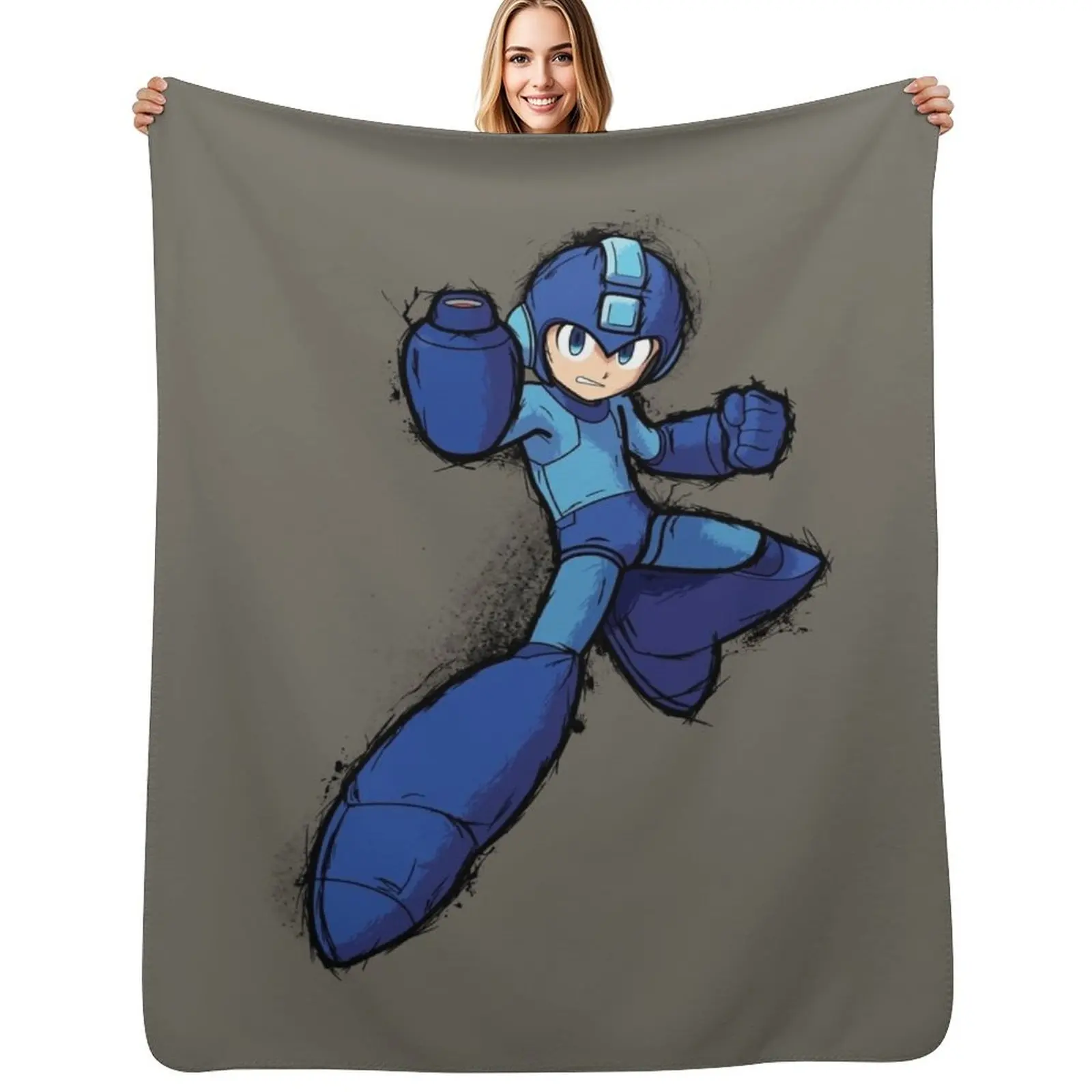 

Megaman vintage inked Throw Blanket Camping Thins Luxury Thicken Furry Blankets