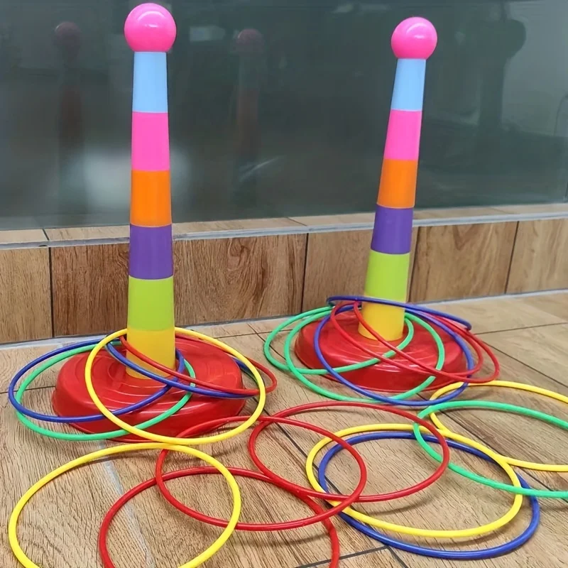 Fun Global Game Outdoor Parent-Child Interactive Ring Toss Props - Colorful Circle，Suitable for Kindergarten Competitions。Gift