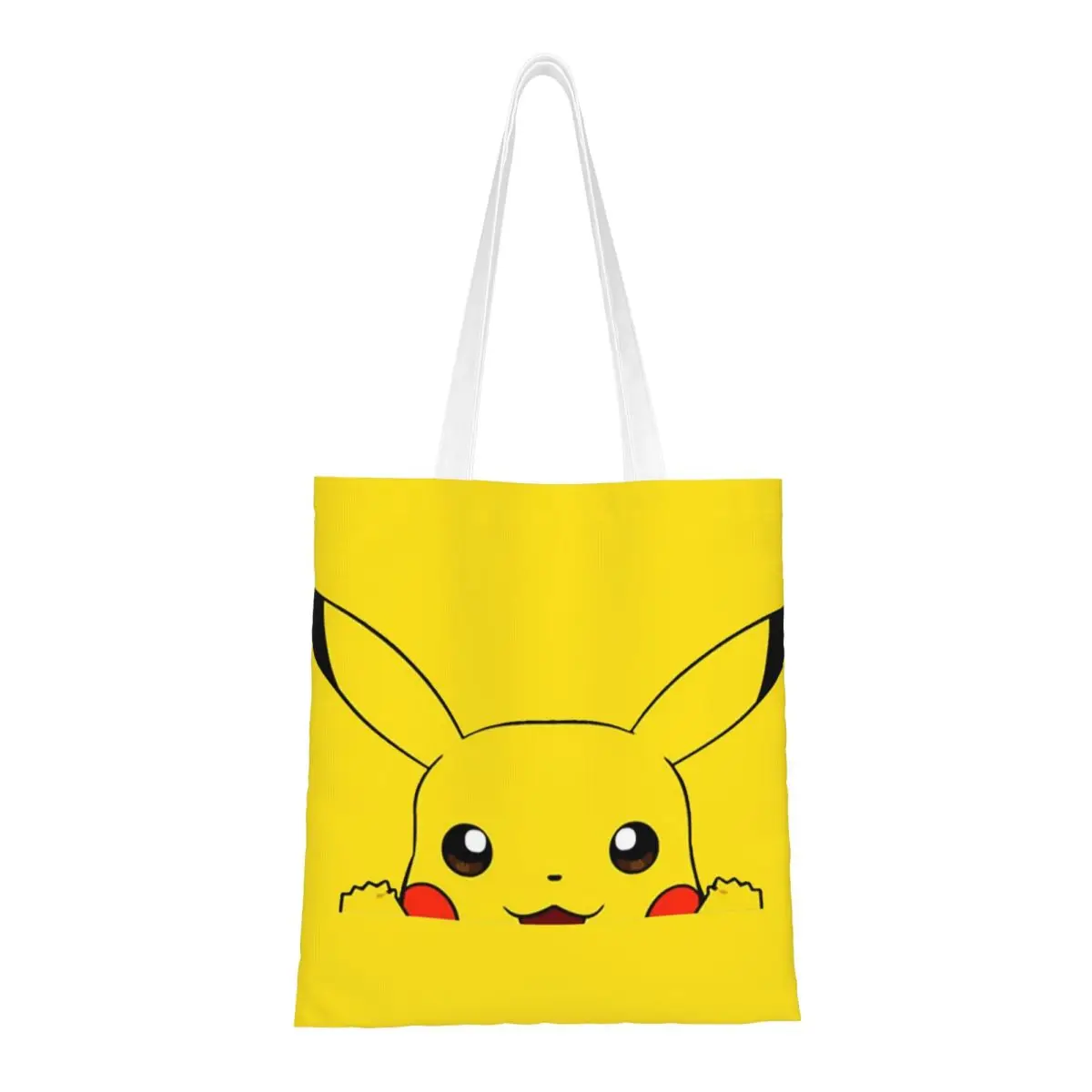 Custom Recycling Cartoon Animation Pokemon Pikachu Shopping Bag Women Shoulder Canvas Tote Bag Durable Groceries Shopper Bags