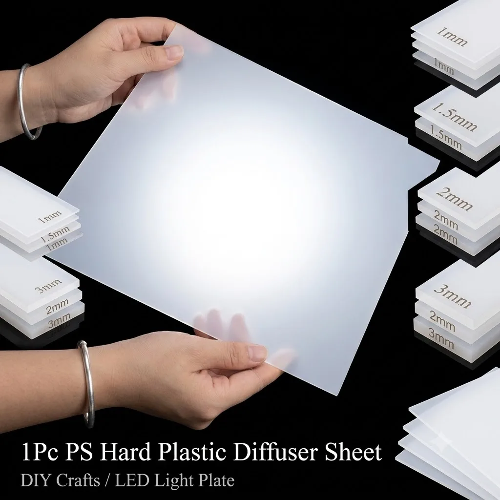 1Pc PS Hard Plastic Diffuser Sheet Thickness Plastic Led Light Milky Translucent Blanks Plate 1mm 1.5mm 2mm 3mm DIY Crafts