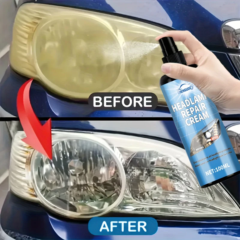 Headlight Restoration Spray-Ceramic Coating Kit to Restore Clarity & Prevent Yellowing, Long-Lasting UV Protection for Car Light