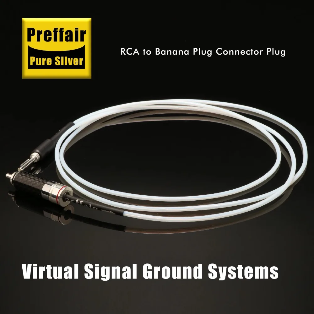 HiFi Audiophile 6N Solid Silver Phono Ground Cable, Carbon Fiber RCA to Banana Plug with Self-Locking Connector for Turntable