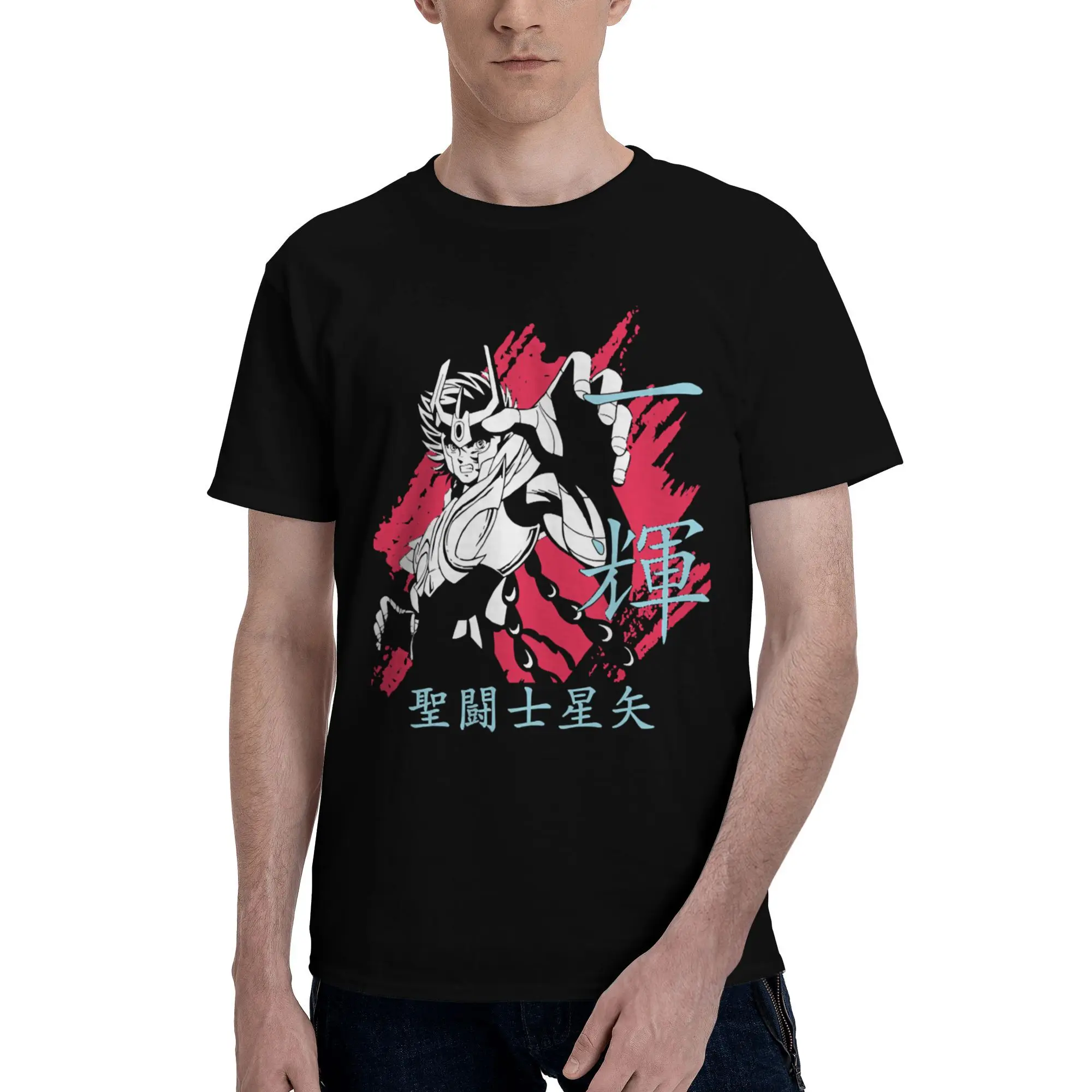 

Custom Funny Saintes Seiya T Shirt Men Short Sleeved T-shirt Printed Tee Tops 100% Cotton Slim Fit Tshirt Gift
