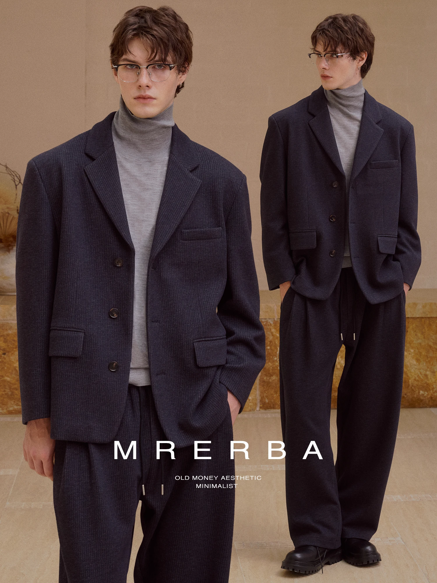 Acetate Wool Brushed Heavyweight High Gramage Men's Autumn Winter Loose Shoulder Casual Suiting Jacket Youth Trend Business C...