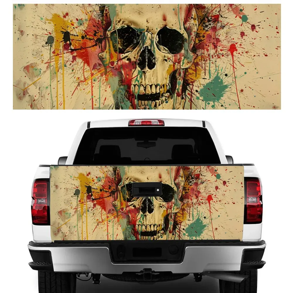 Blood Splattered From Skull Head Car Tail Trunk Protect Vinly Decal Auto Accessories DIY Hood Decor Sticker for Off-road Pickup