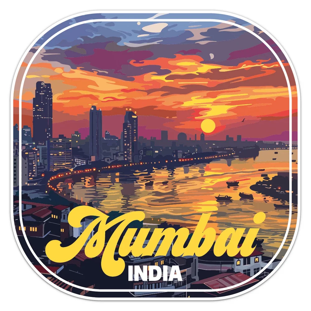 Travel Accessories India - Sonnenuntergang Indien Mumbai City Vinyl-Autoaufkleber Selbstklebender