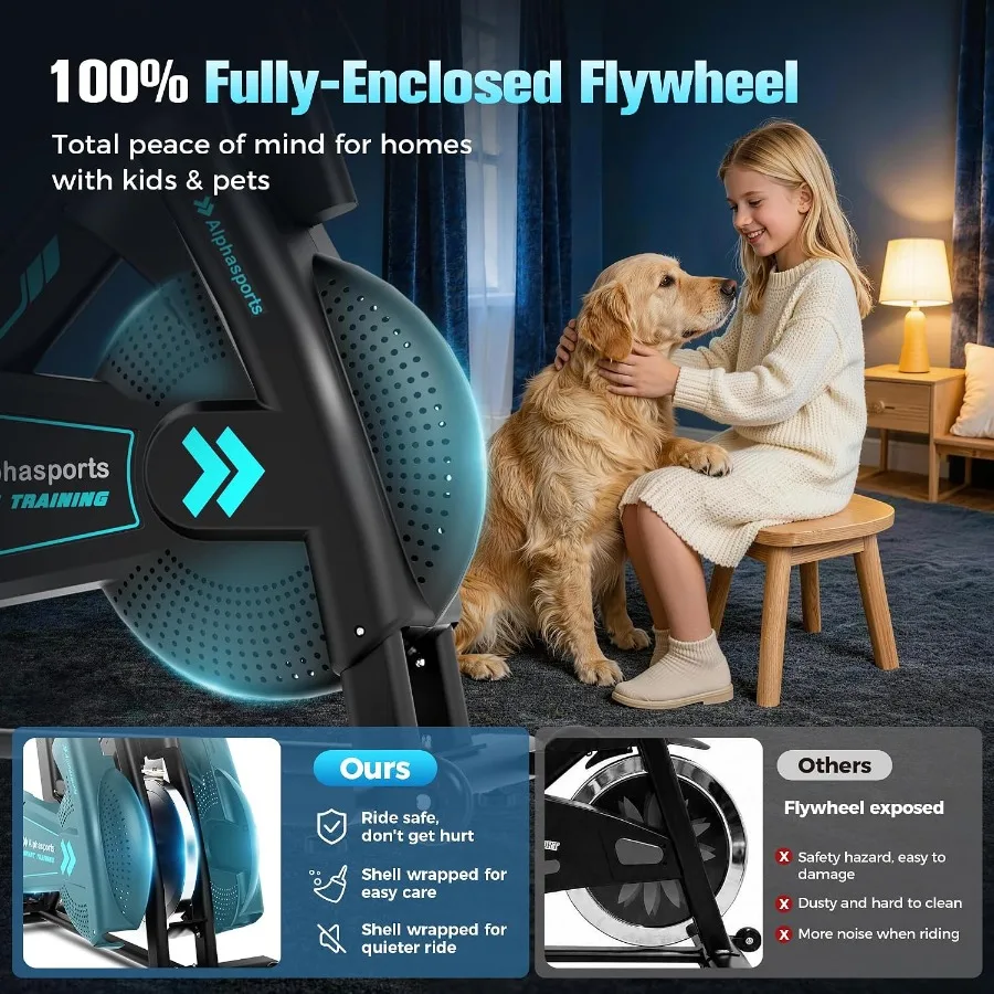 Fully-Enclosed Flywheel Magnetic Exercise Bike for Home