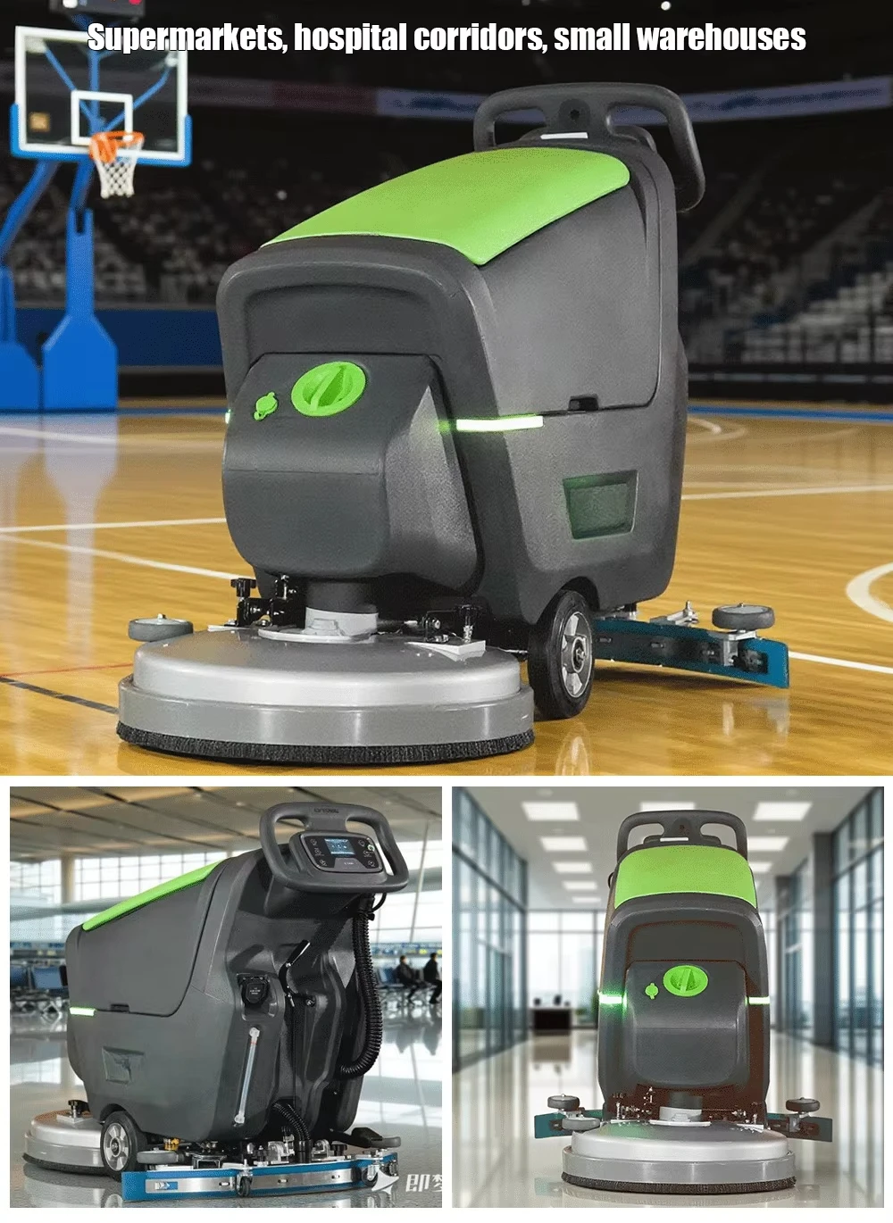 Warehouse Battery Powered Walk Behind Wet and Dry Floor Cleaner Sweeper Scrubber with Water