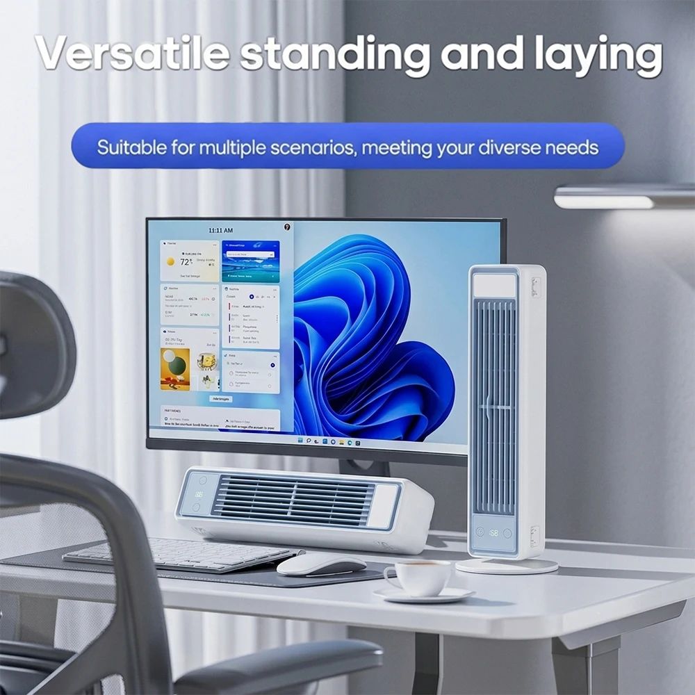 Portable Air Conditioner Fan 3600mAh Quiet Desktop Tower Fan Wall Circulating Fan 0-100 Speeds Adjustable Cooling Fan for Home