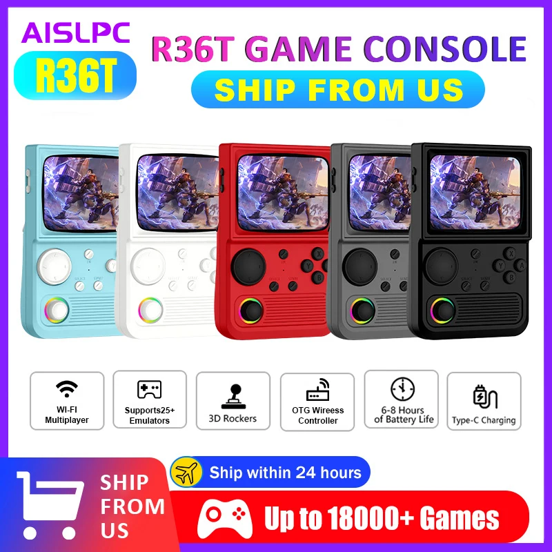 AISLPC R36T Handheld Game Console Support WiFi 22000+Games Portable Pocket Video Player Ship From US