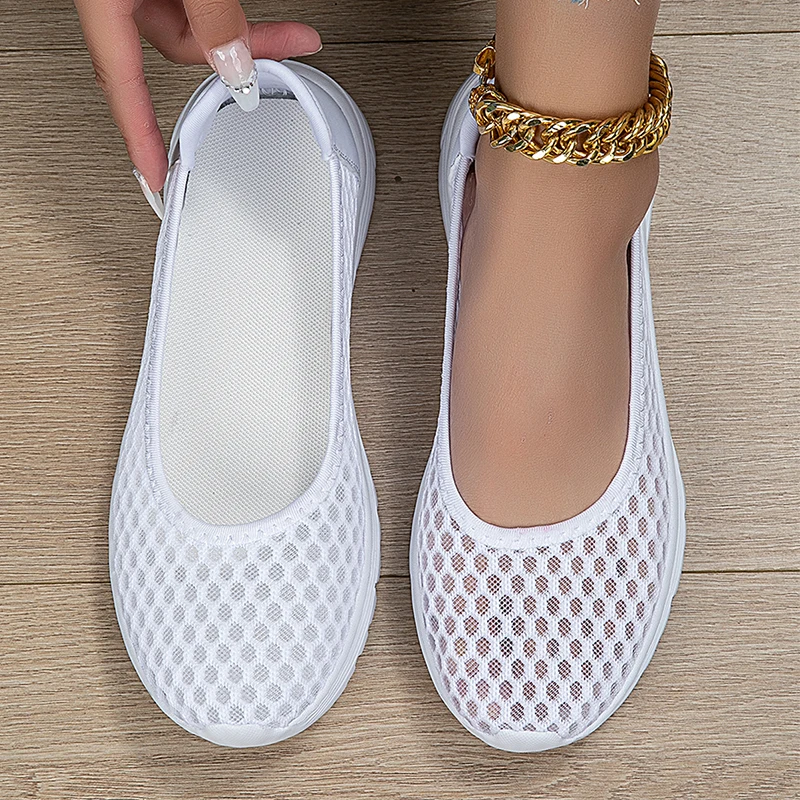 

Women Loafers Mesh Shoes Summer Sports Black Outdoor Comfortable Sneakers Girls For Walking Flats 36-43 Size Mother Gift