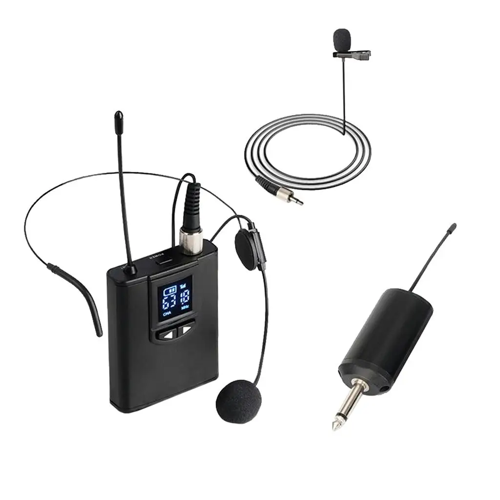 UHF System with Lapel and Headset Microphones for Church, Training, Classroom, Interview