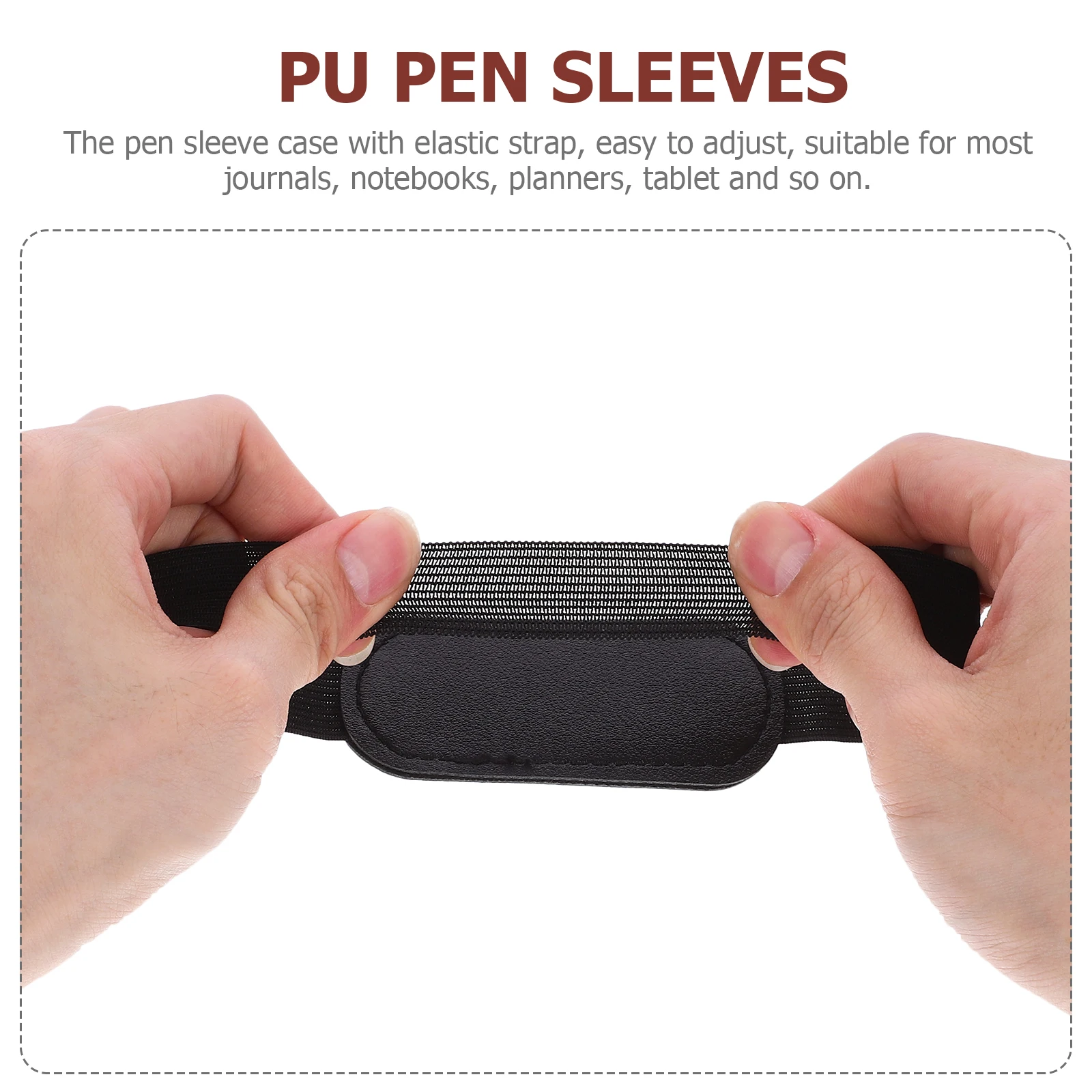 

6pcs Sleeve With Elastic Band For Notebook Journal Tablet Pu Holder Pouch Adjustable Storage Case Ballpoint Pen Sleeve