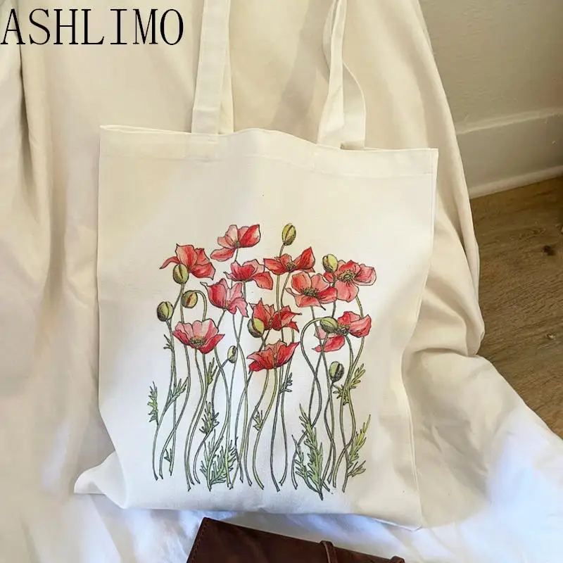 Shopping Bags Floral Canvas Tote Bag Shoulder Bags Flowers Daisy Lavender Rose Garden Eco Friendly Reusable Cute School Tote Bag